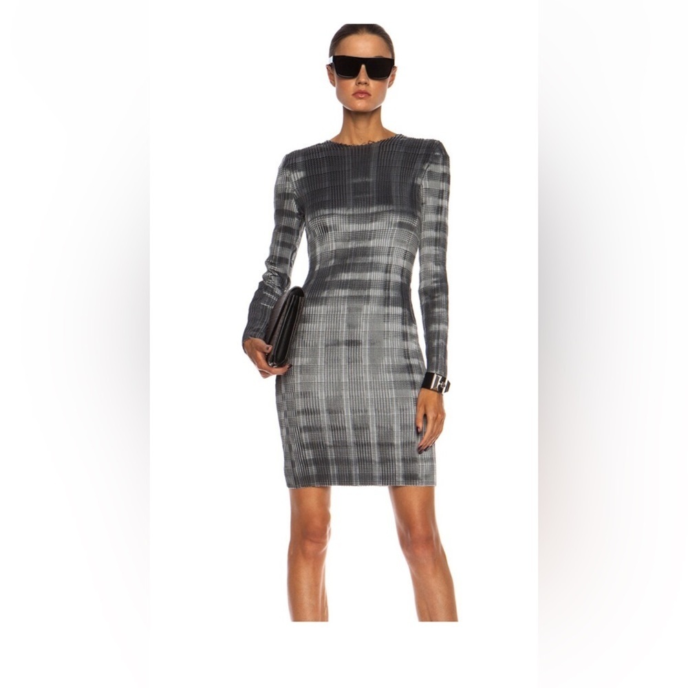 Alexander Wang Black and Green Knee Length Poly Dress Size 6
